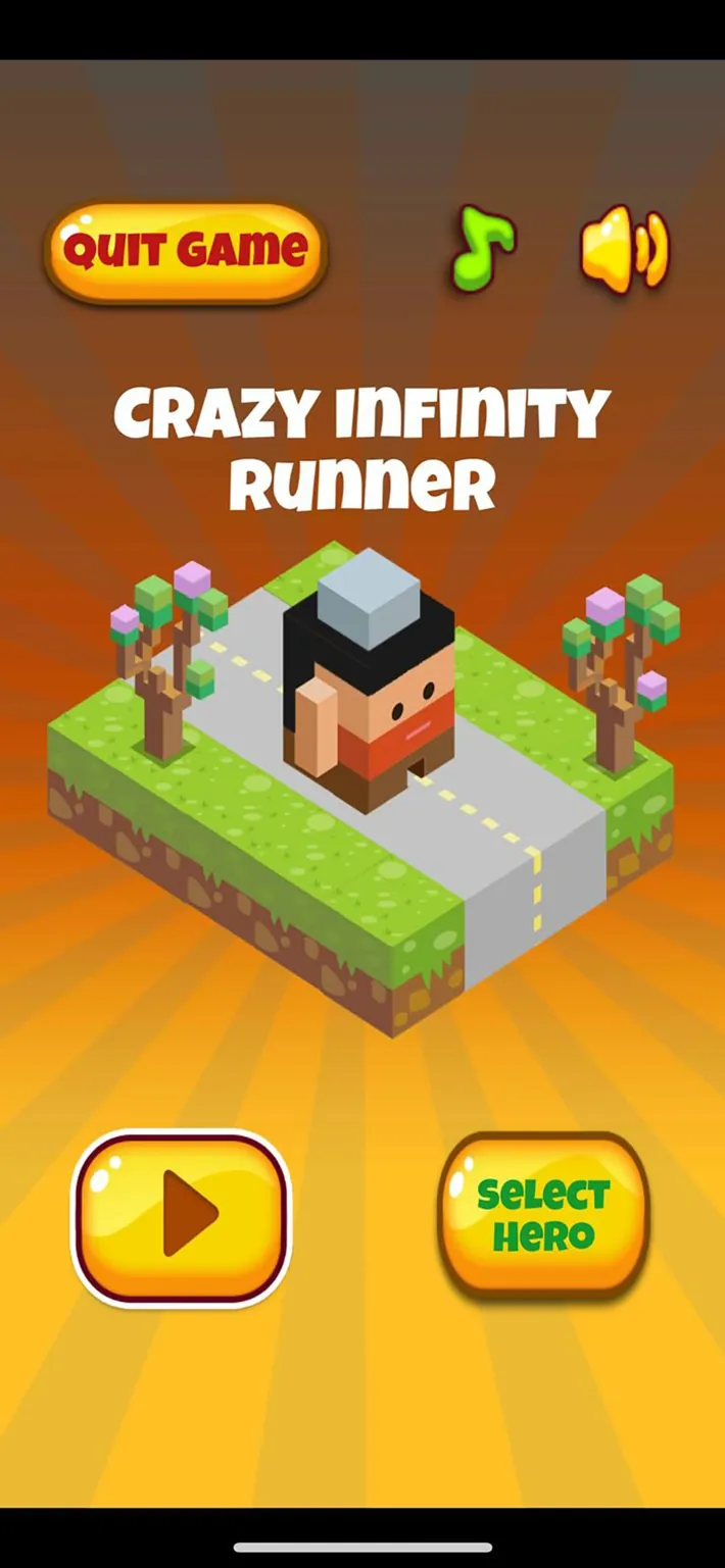 Crazy Infinity Runner main menu