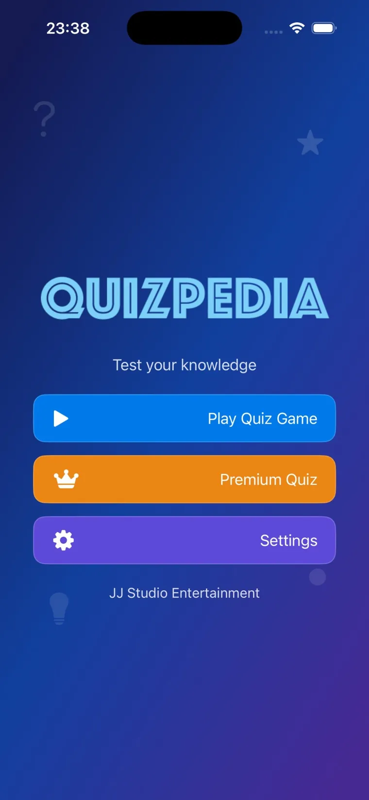 Quizpedia main menu