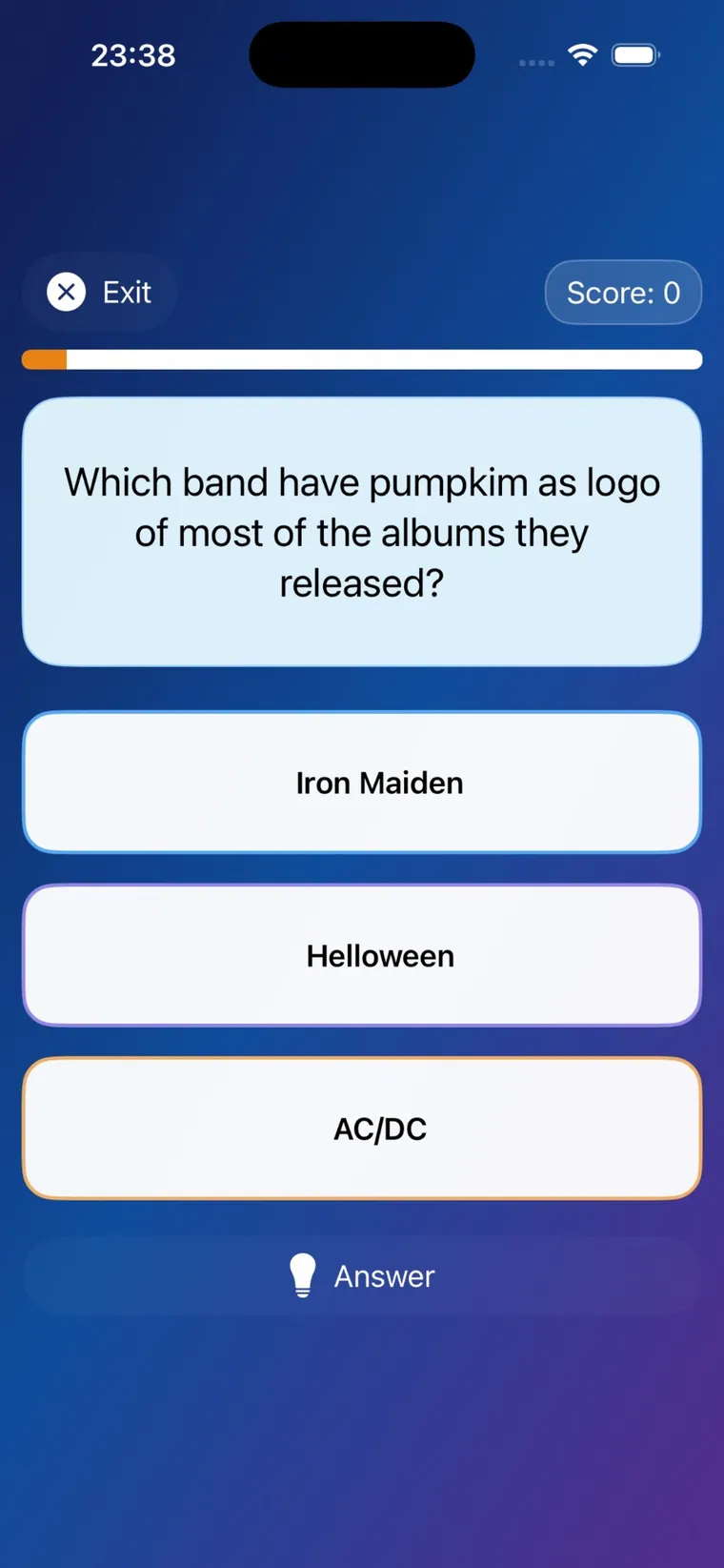 Quizpedia three choice trivia question