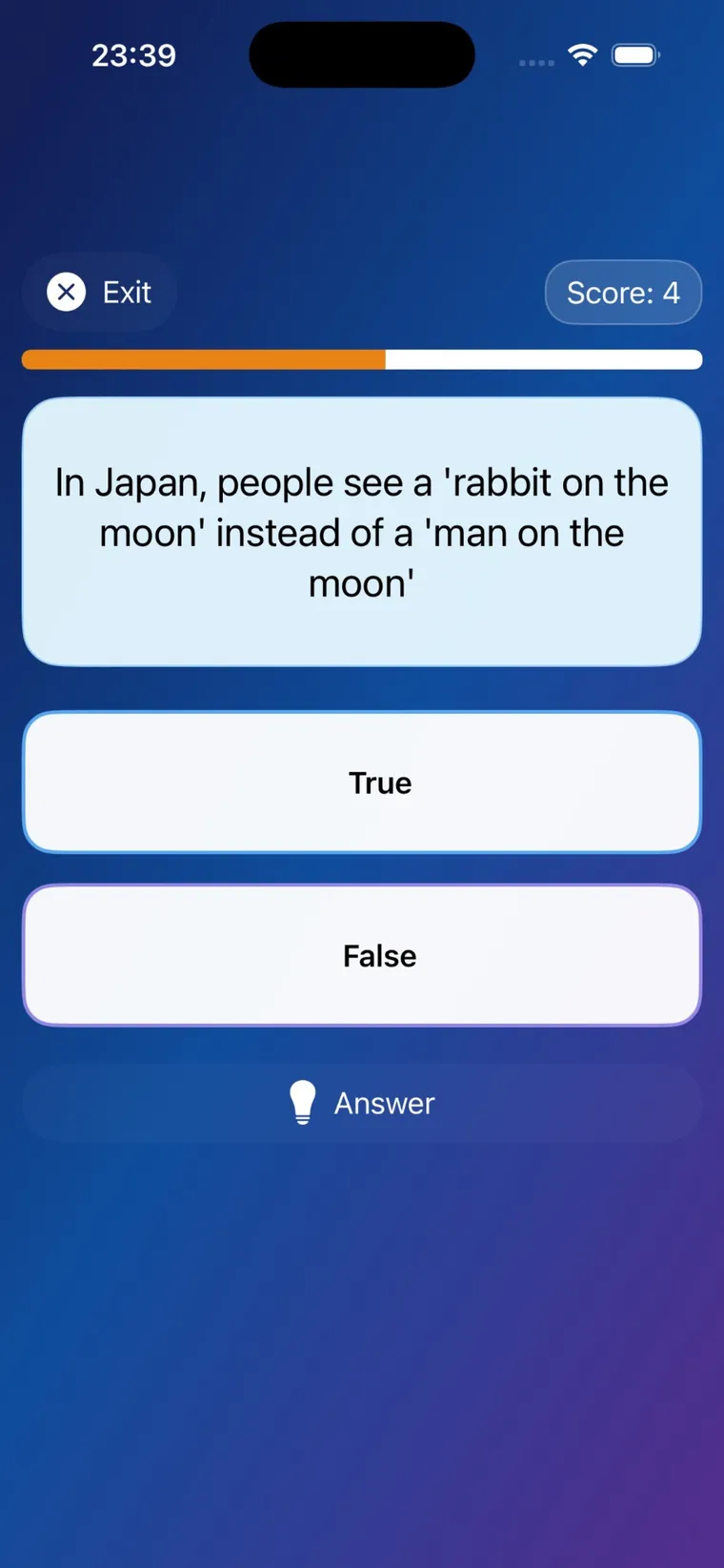 Quizpedia true or false trivia question