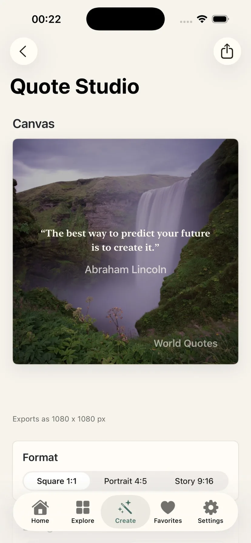 World Quotes Quote Studio canvas with photo background